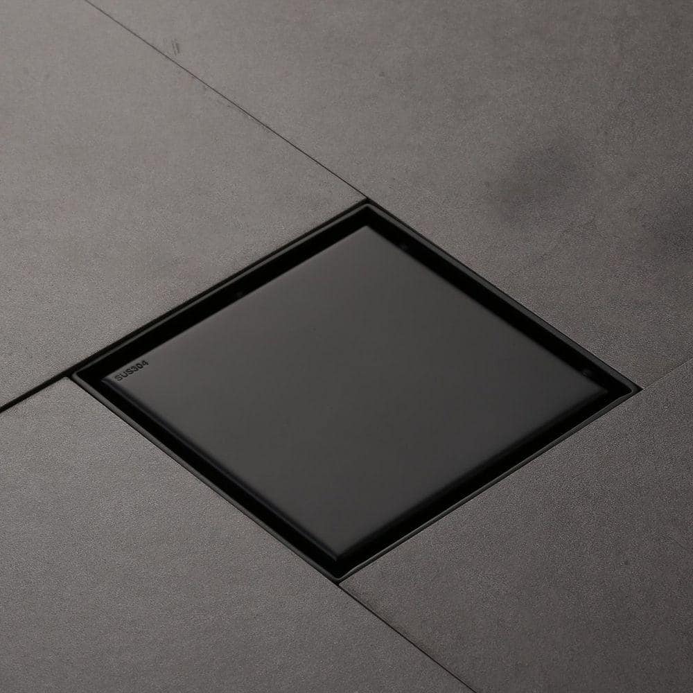 ARCORA Square Hair Catchers and Strainers 3 in. x 5.9 in. X 5.9 Matte Black Stainless Steels Decorative Drain Cover (2)