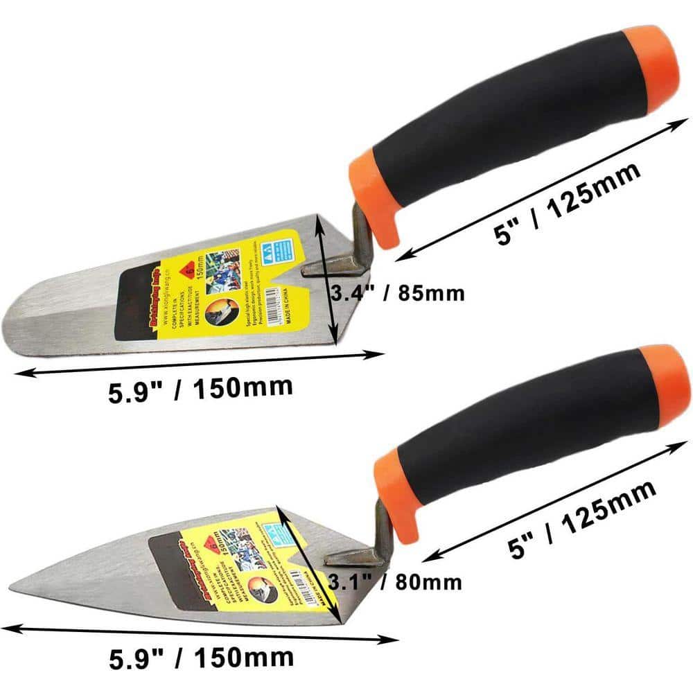 KIWDZFU 11 in. L Pointing Trowel and 6 x 3.4 Gauging Trowel Set with Soft Grip Handle Masonry Hand Tool (2-Piece) (2)