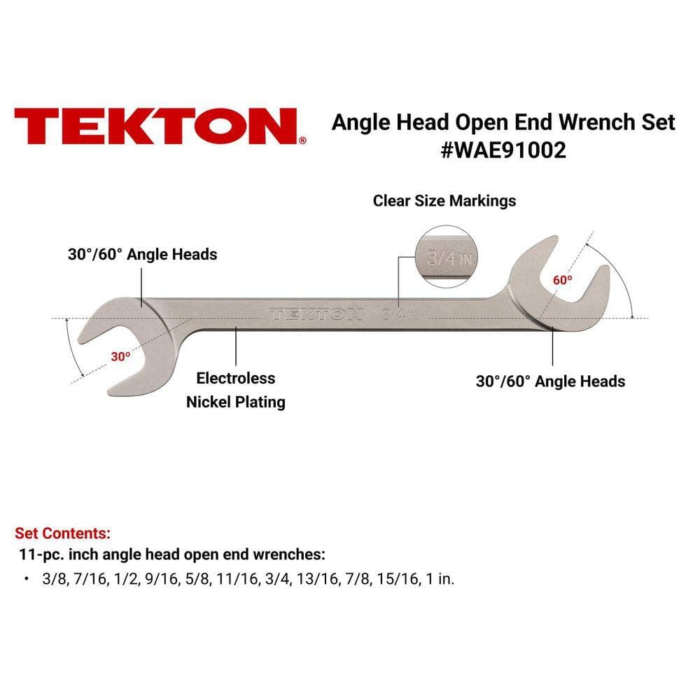 TEKTON 3/8-1 in. Angle Head Open End Wrench Set (11-Piece) (2)