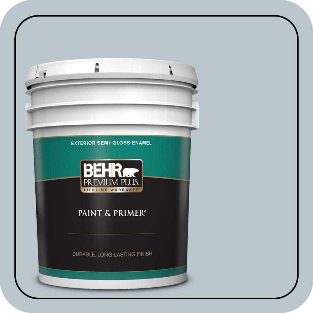 BEHR PREMIUM PLUS 5 gal. #N480-2 Flowing Breeze Semi-Gloss Enamel Exterior Paint & Primer