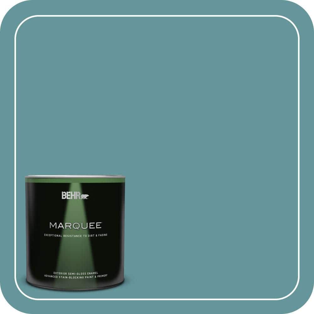 BEHR MARQUEE 1 qt. #MQ6-33 Vintage Teal Semi-Gloss Enamel Exterior Paint & Primer