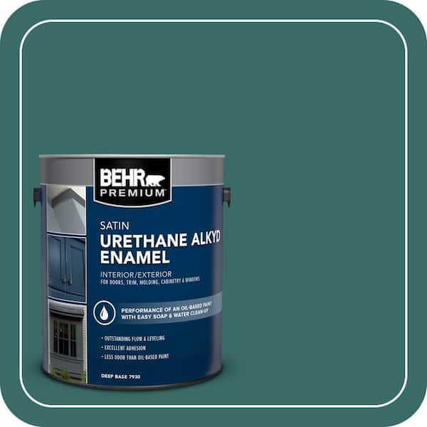 BEHR PREMIUM 1 gal. #M450-7 Beta Fish Urethane Alkyd Satin Enamel Interior/Exterior Paint (2)