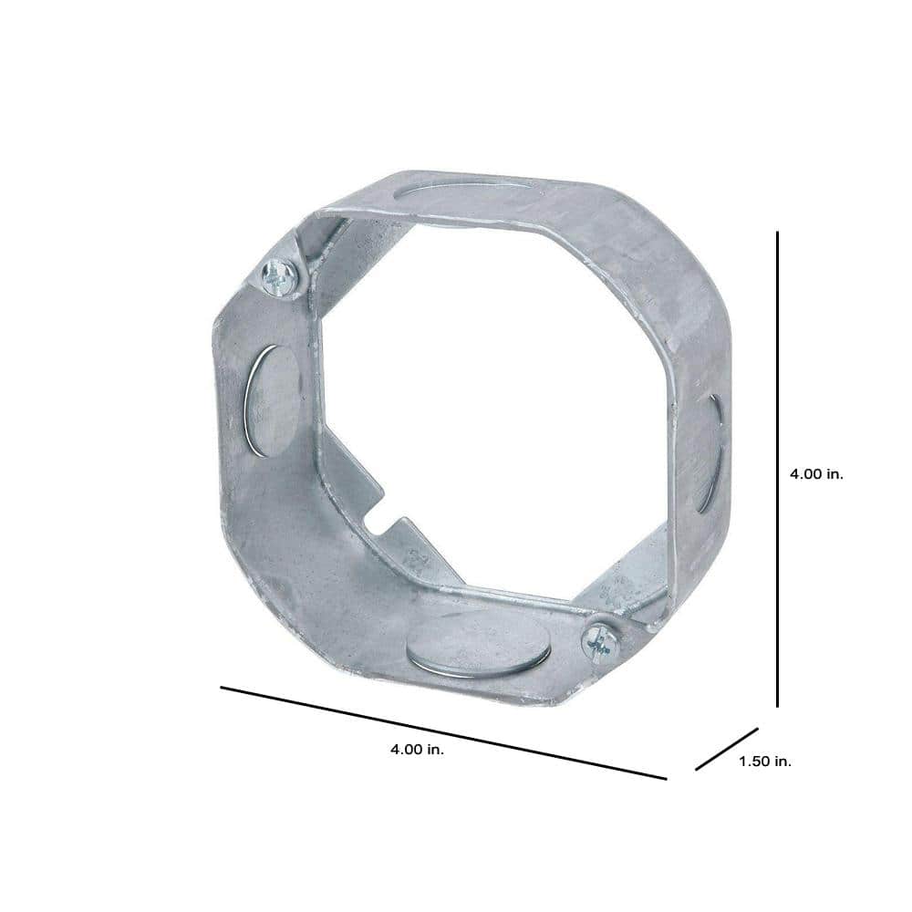 Steel City 4 in. 1-1/2 in. New Work Deep Pre-Galvanized Metal Octagon Electrical Box Extension Ring (551511234-25R) (4)