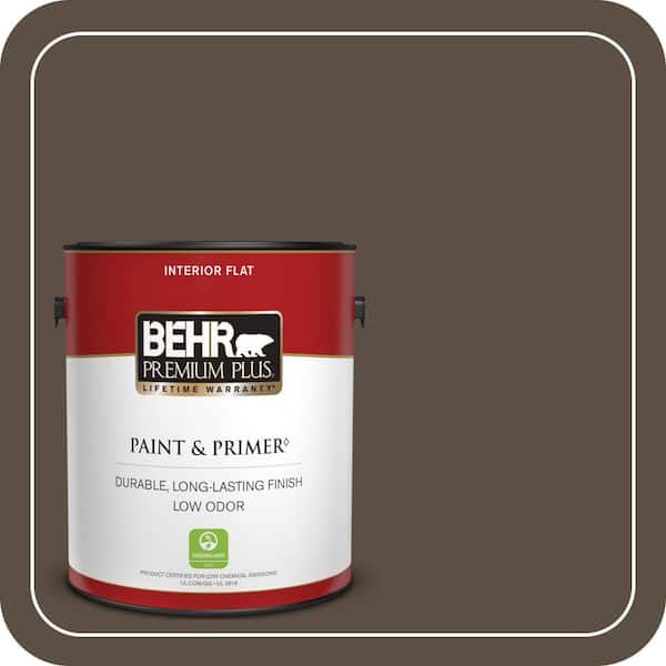 BEHR PREMIUM PLUS 1 gal. #S-H-710 Dried Leaf Flat Low Odor Interior Paint & Primer (2)