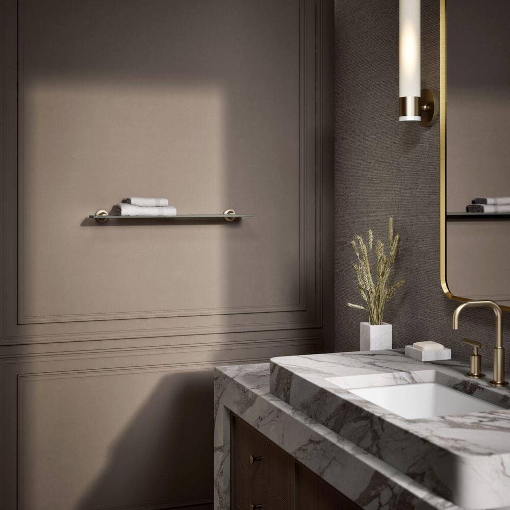 KOHLER Purist 22.5 in. W x 1.88 in. H x 4.88 in. D Glass Rectangular Bathroom Shelf in Vibrant Brushed Bronze (3)
