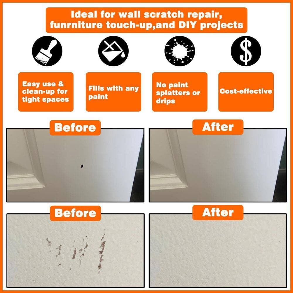 Unbranded 20ml White Dual-Tip Refillable Touch up Paint and Oil Pen Precision Brush 3 Pack for Wall and Furniture Repair (3)