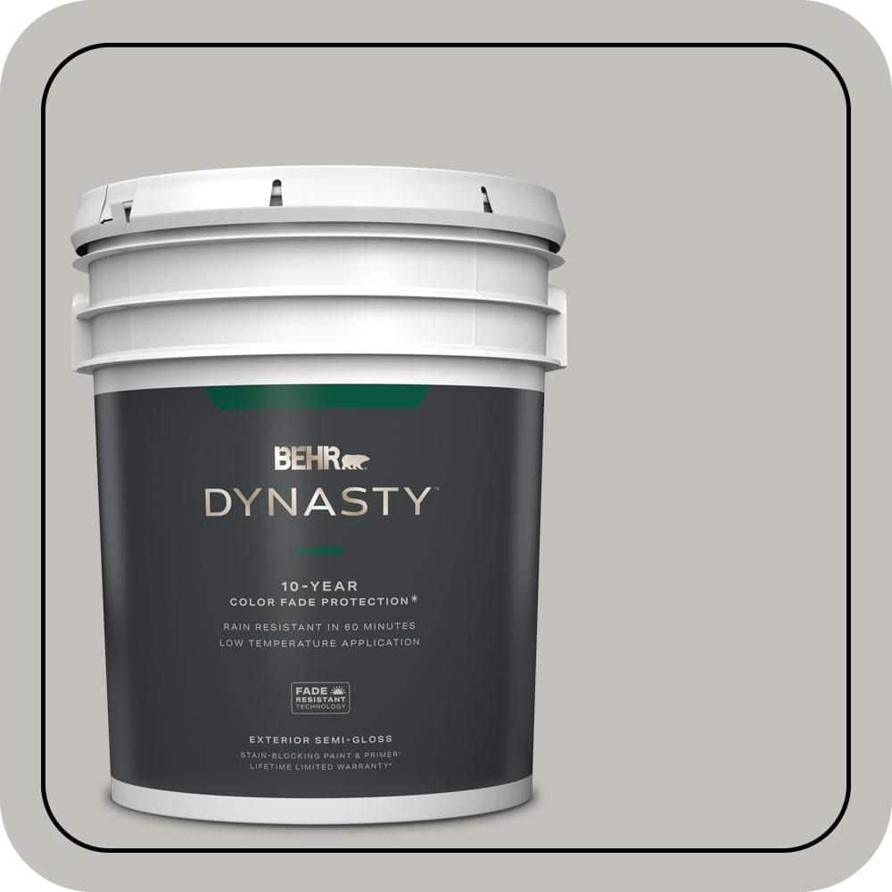 BEHR DYNASTY 5 gal. #QE-50 Gull Gray Semi-Gloss Exterior Stain-Blocking Paint & Primer