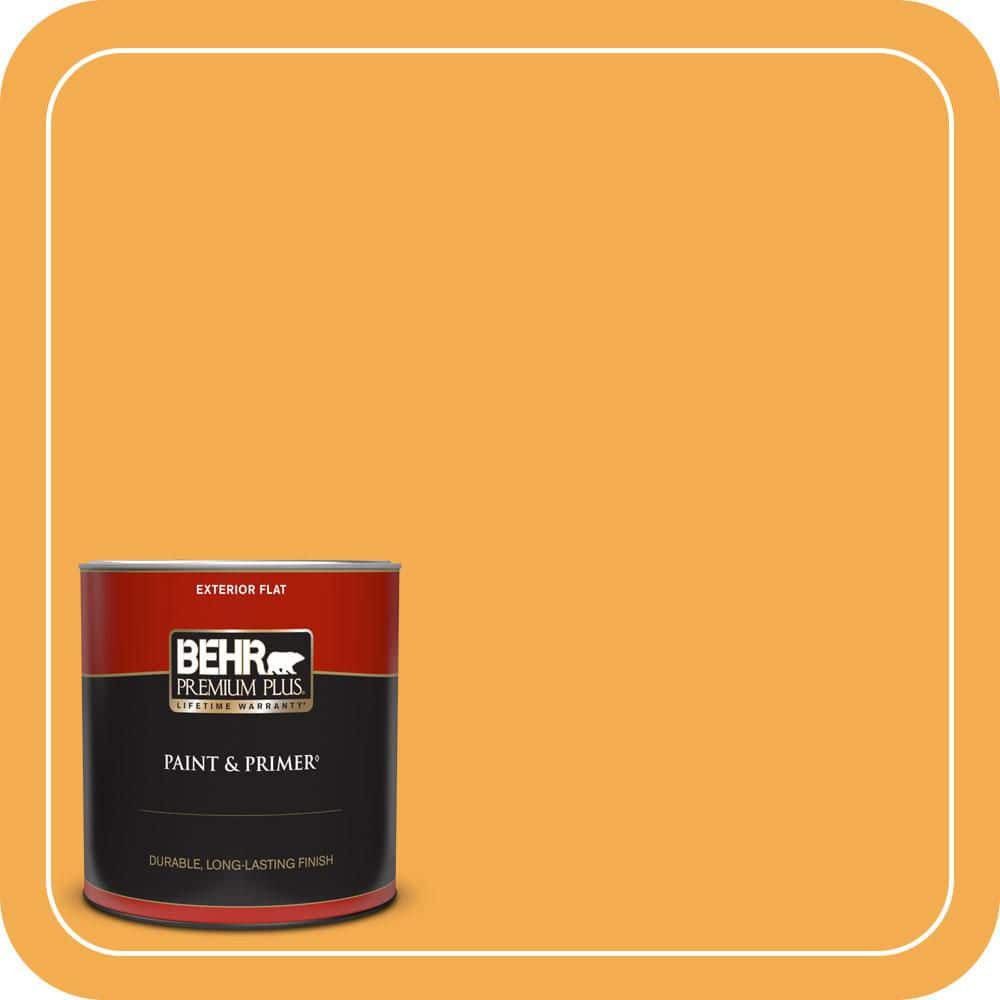 BEHR PREMIUM PLUS 1 qt. #290B-6 Squash Flat Exterior Paint & Primer