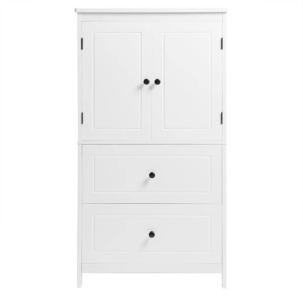 Staykiwi 23.6 in. W x 11.8 in. D x 43.3 in. H White Tall Bathroom Storage Cabinet with Two Doors and Drawers (1)