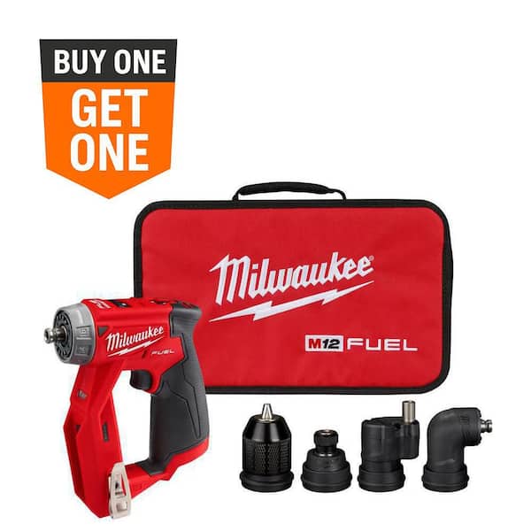 Milwaukee M12 FUEL 12V Lithium-Ion Brushless Cordless 4-in-1 Installation 3/8 in. Drill Driver with 4 Tool Head (Tool-Only) (2)