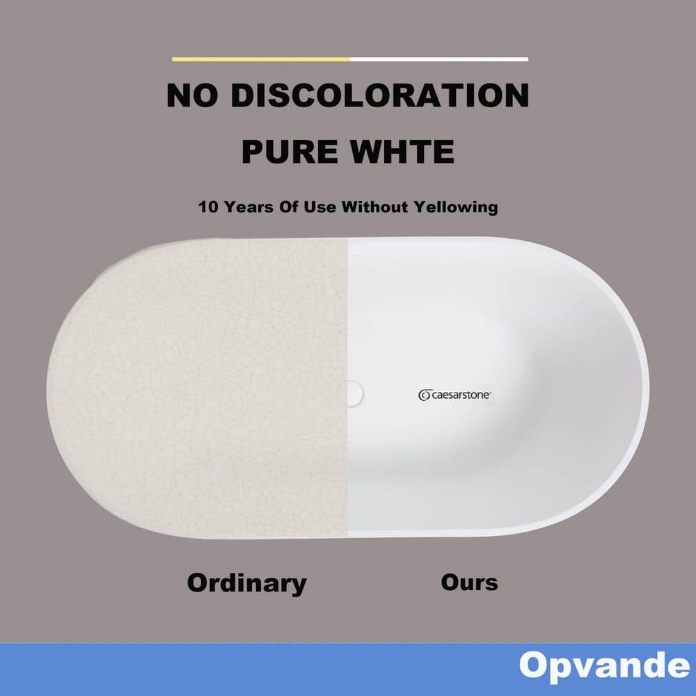 Opvande 31.5 in. Double Slipper Freestanding Solid Surface Soaking Bathtub with Center Drain (3)