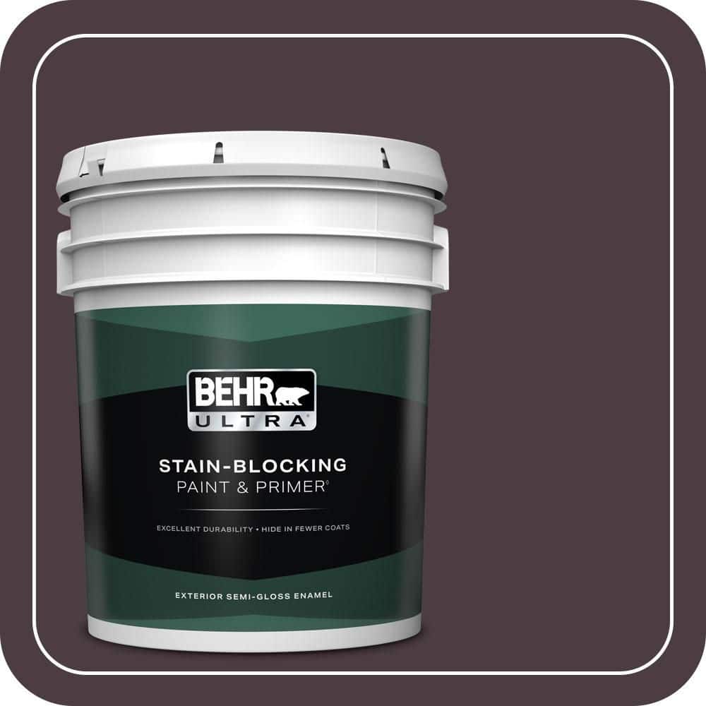 BEHR ULTRA 5 gal. #T18-04 Nocturne Shade Semi-Gloss Enamel Exterior Paint & Primer