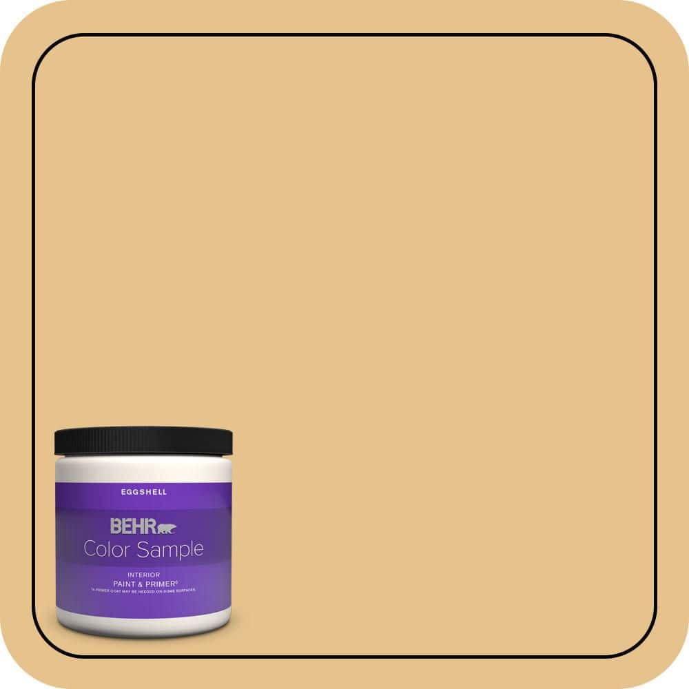BEHR PREMIUM PLUS 8 oz. #T17-02 Gold Hearted Eggshell Enamel Interior Paint & Primer Color Sample