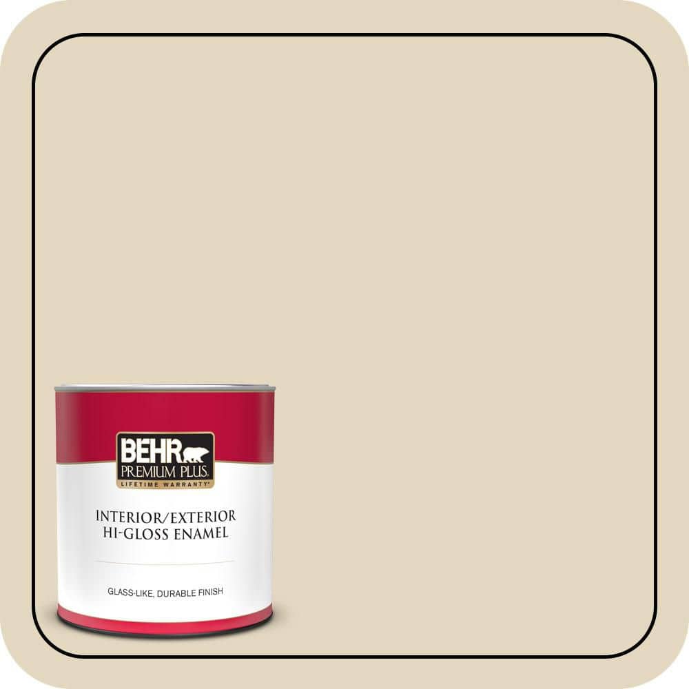 BEHR PREMIUM PLUS 1 qt. #S320-2 Pale Parsnip Hi-Gloss Enamel Interior/Exterior Paint & Primer