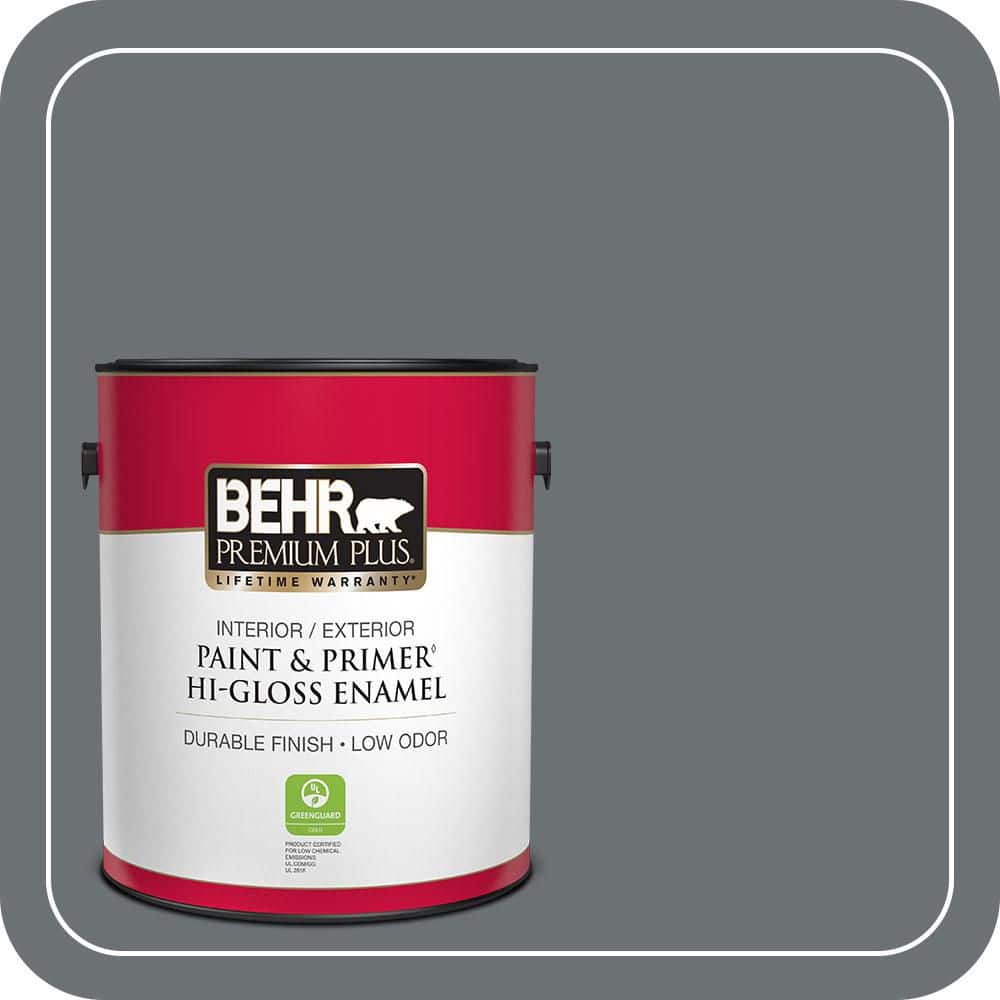 BEHR PREMIUM PLUS 1 gal. #PPU18-03 Antique Tin Hi-Gloss Enamel Interior/Exterior Paint & Primer (1)