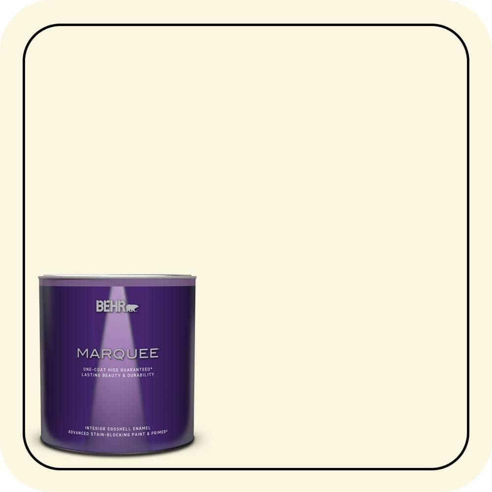 BEHR MARQUEE 1 qt. #P300-1 Lemon White Eggshell Enamel Interior Paint & Primer