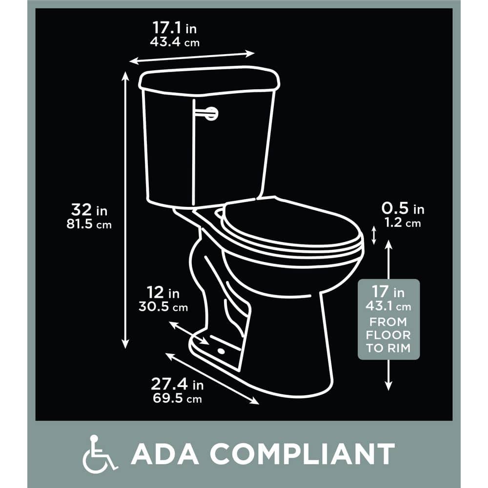 Glacier Bay Power Flush 12 in. Rough In 2-Piece 1.28 GPF Single Flush Round Toilet in White, Seat Included (3)