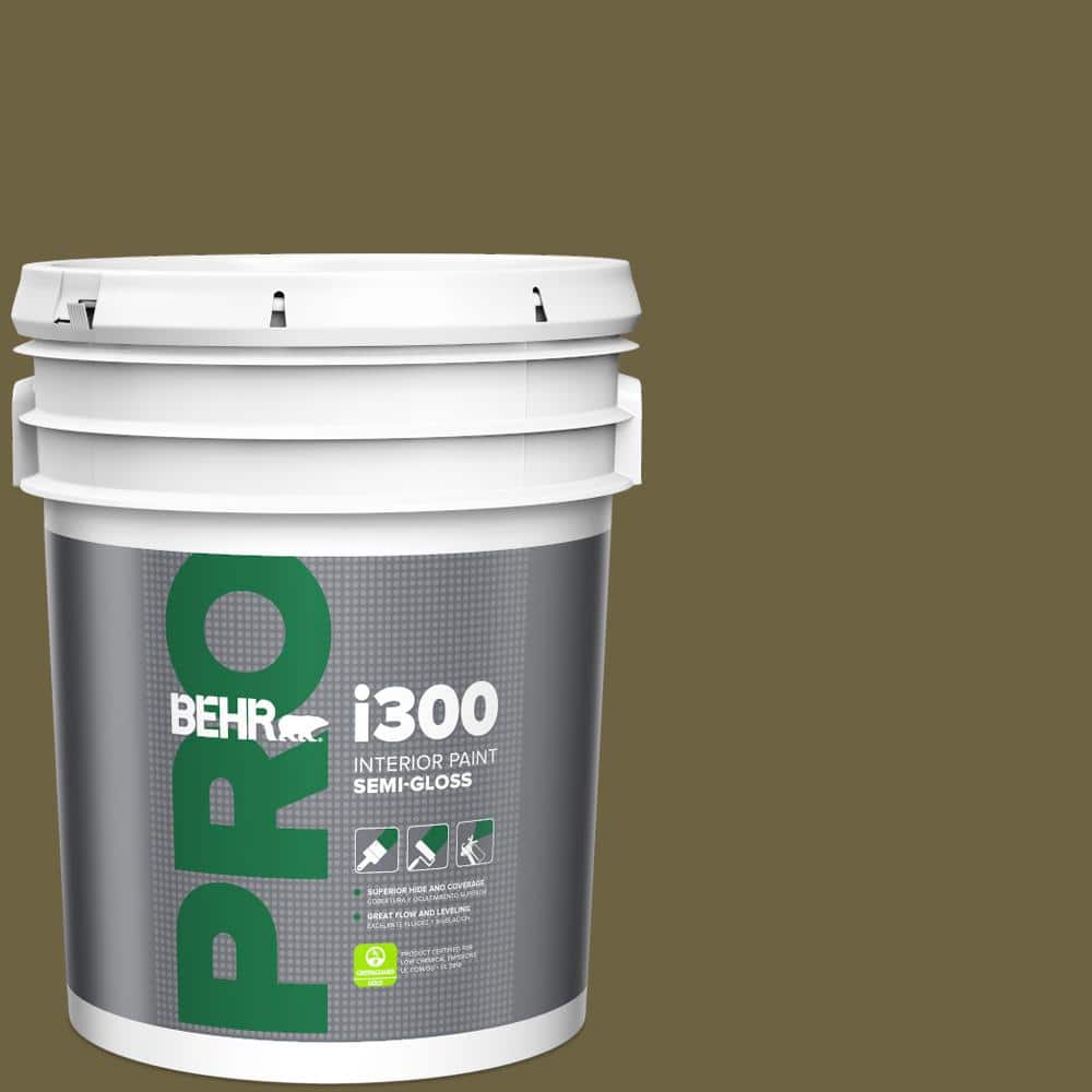 BEHR PRO 5 gal. #ICC-88 Classic Olive Semi-Gloss Interior Paint