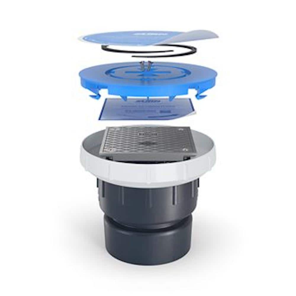 Zurn 5 in. ABS Cleanout with Square Stainless Steel Cover and 3 in. x 4 in. Solvent Weld Outlet