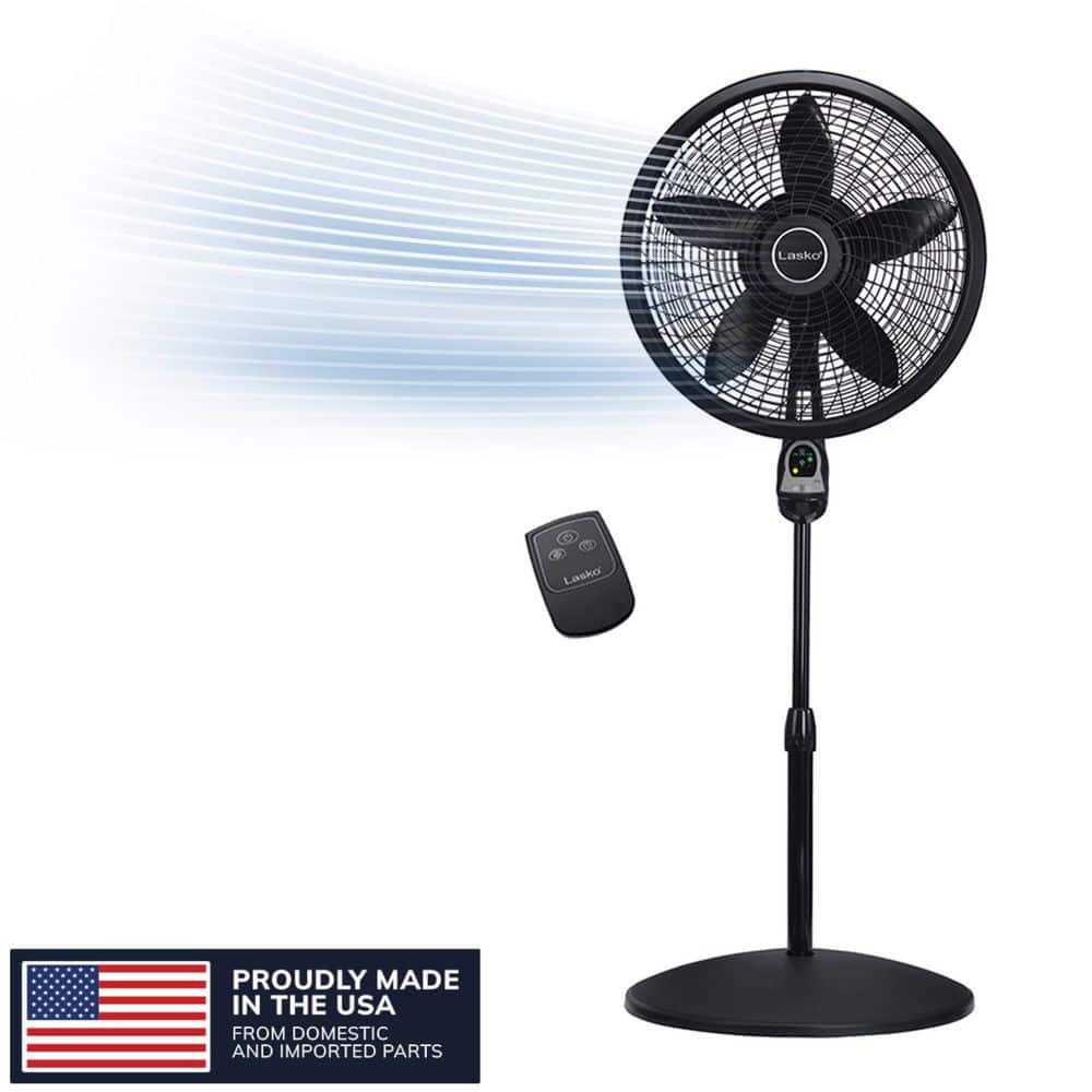 Lasko 4 Speed Oscillating Pedestal Fan for Home with 90° Oscillation, Adjustable Height, Timer and Remote