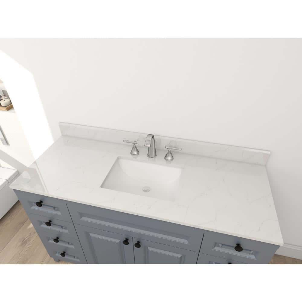 Winette 49 in. W 22 in. D Quartz Vanity Top with White Rectangular Single Sink (4)