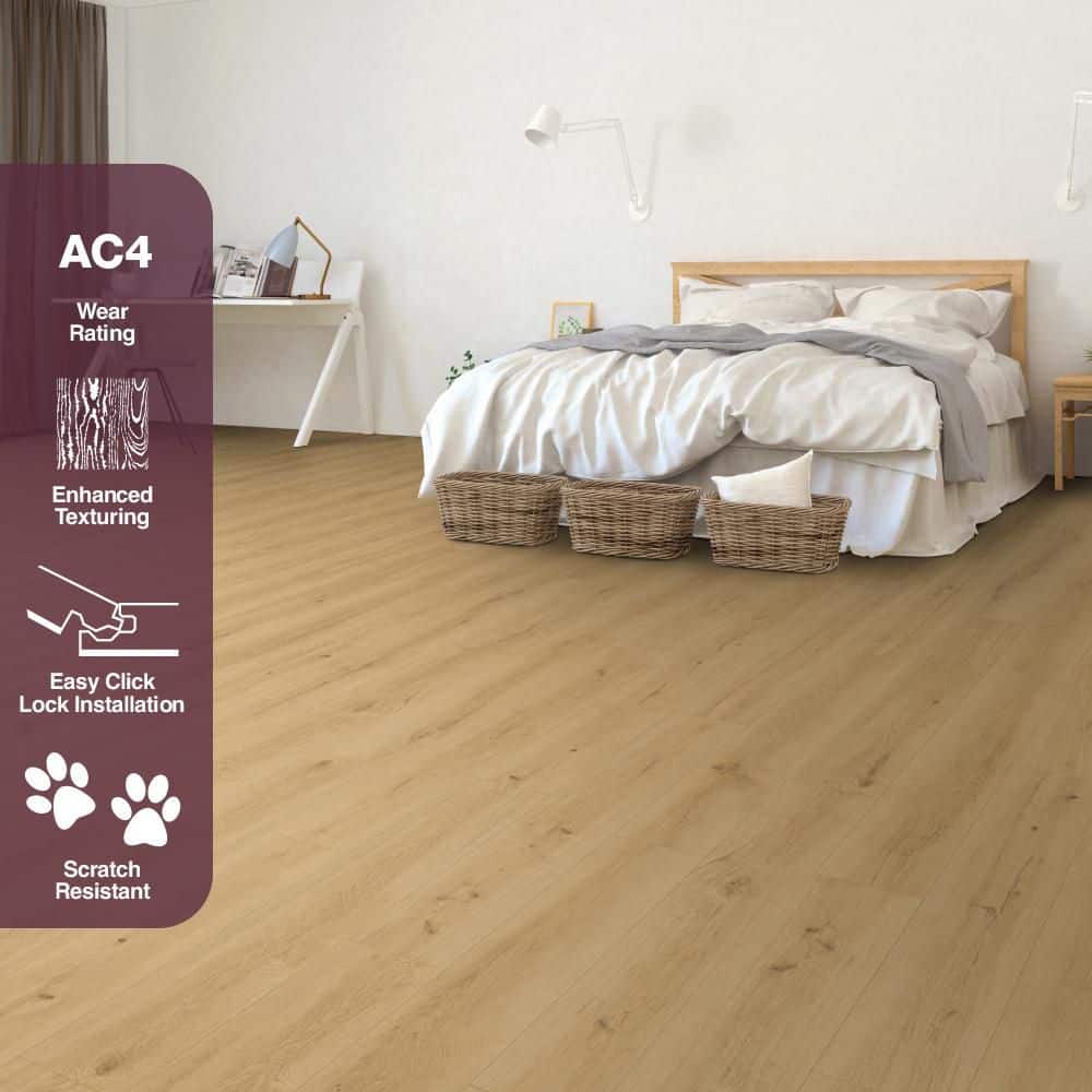 Home Decorators Collection Nobelford Oak 12mm T x 7.56 in. W Waterproof Laminate Wood Flooring (15.95 sq. ft./Case) (4)