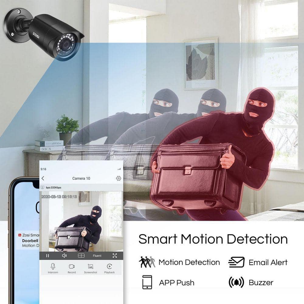 ZOSI 8-Channel 1080p 1TB DVR Surveillance with Bullet Security Cameras System 8-Wired (3)