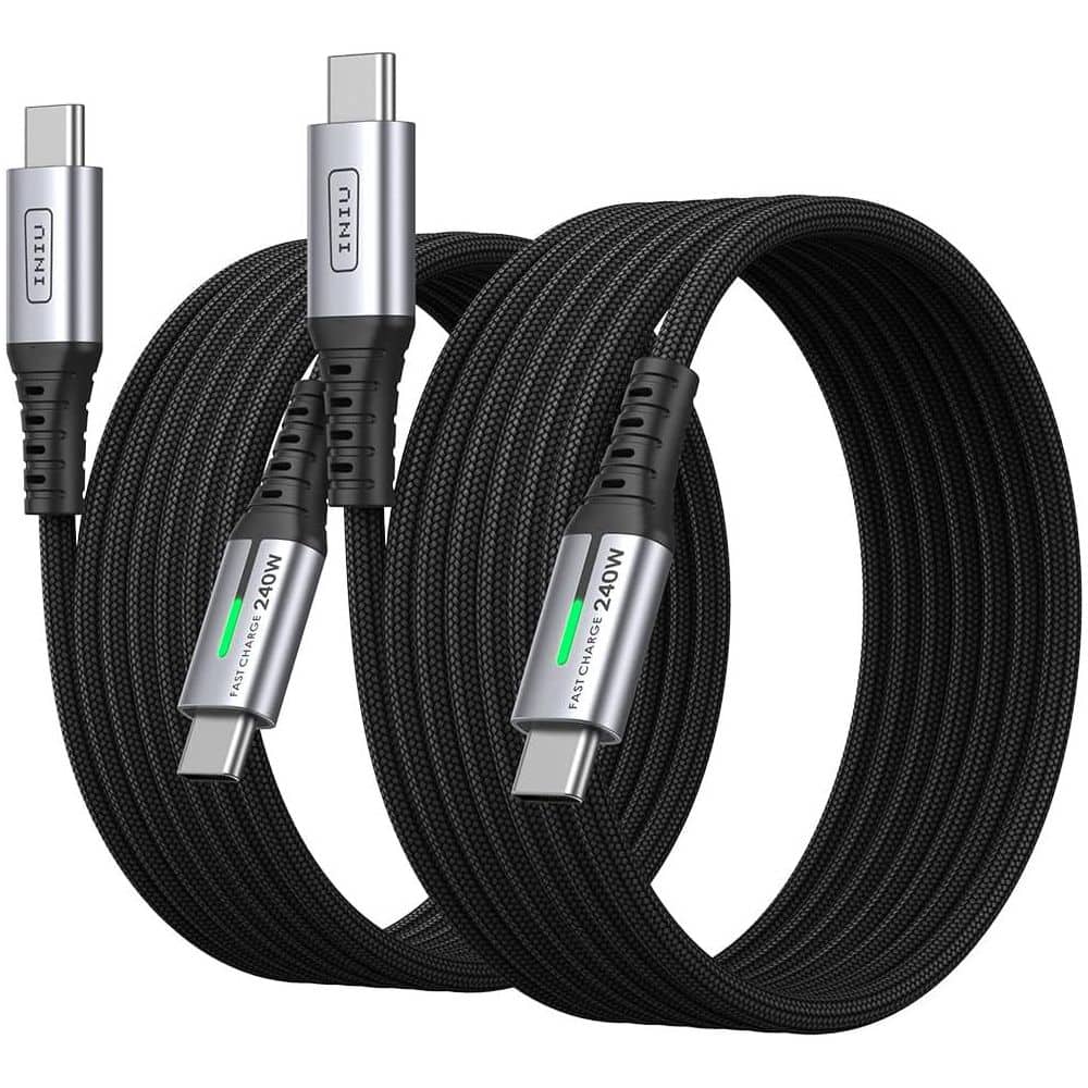 Adrinfly Braided USB-C Cable, 240-Watt 6.6 ft. 2-Pack, Fast Charging Type-C Charger Cord for Phones, Tablets, Laptops (2)
