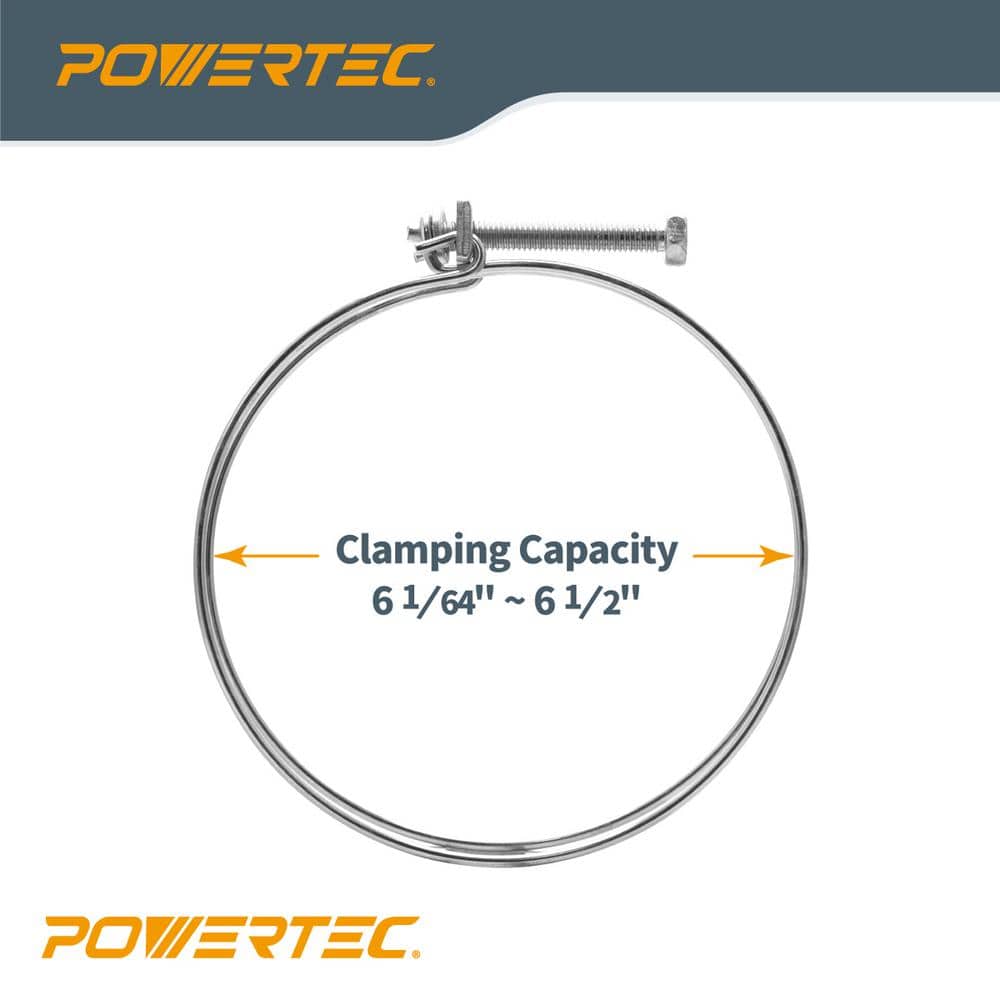 ‎POWERTEC 6 in. Double Wire Adjustable Carbon Steel Hose Clamp for Dust Collection Hose, Dryer Vent Hose, Leaf Vacuum Hose, 10PK (3)