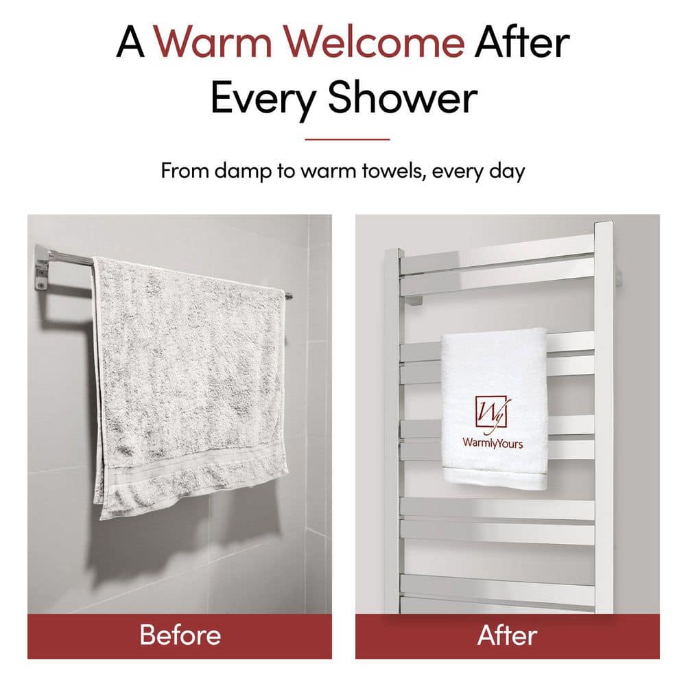 WarmlyYours Elevate Grande 12-Bar Hardwire Electric Towel Warmer in Polished Stainless Steel (3)