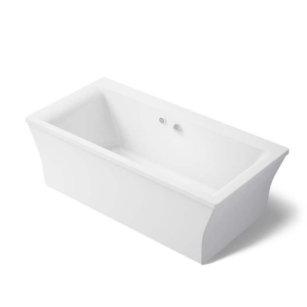 KOHLER Stargaze 72 in. x 36 in. Soaking Bathtub with Center Drain in White, Bask Fluted (1)