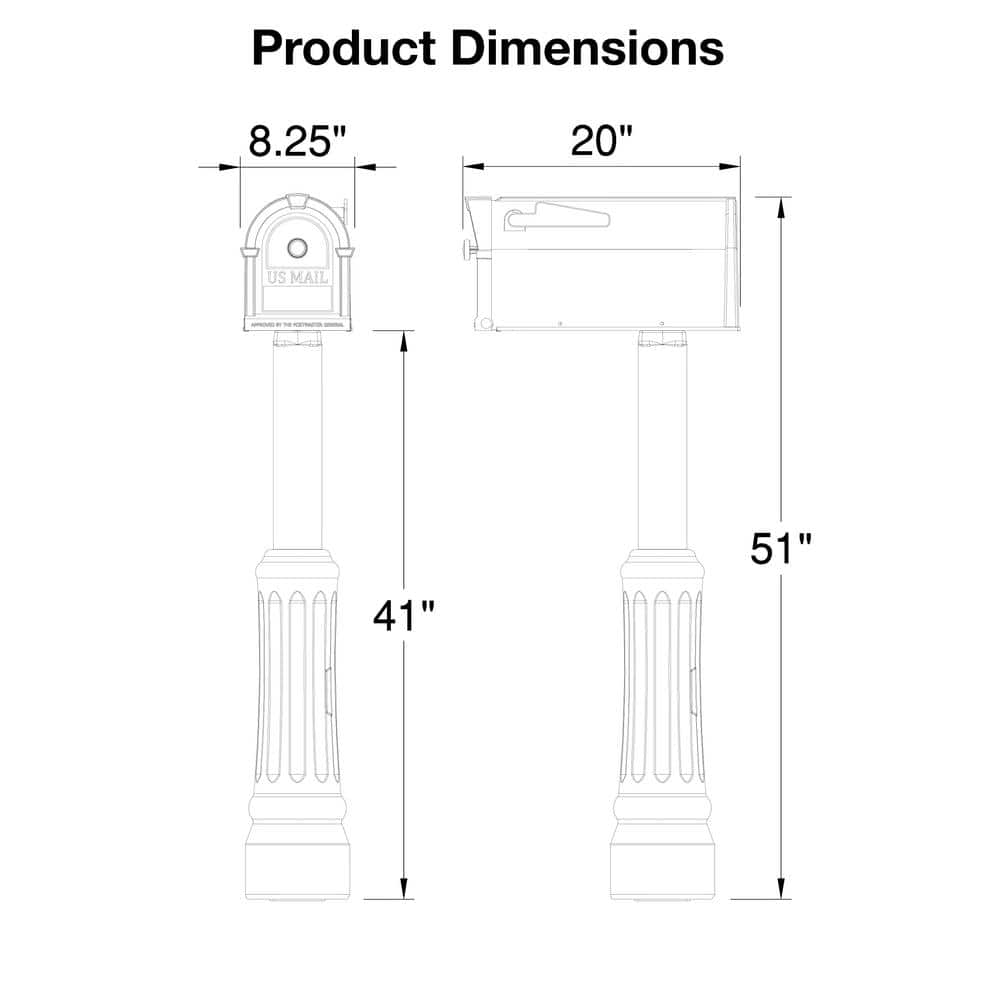 Postal PRO Madison Mailbox and Post Kit, Black (2)