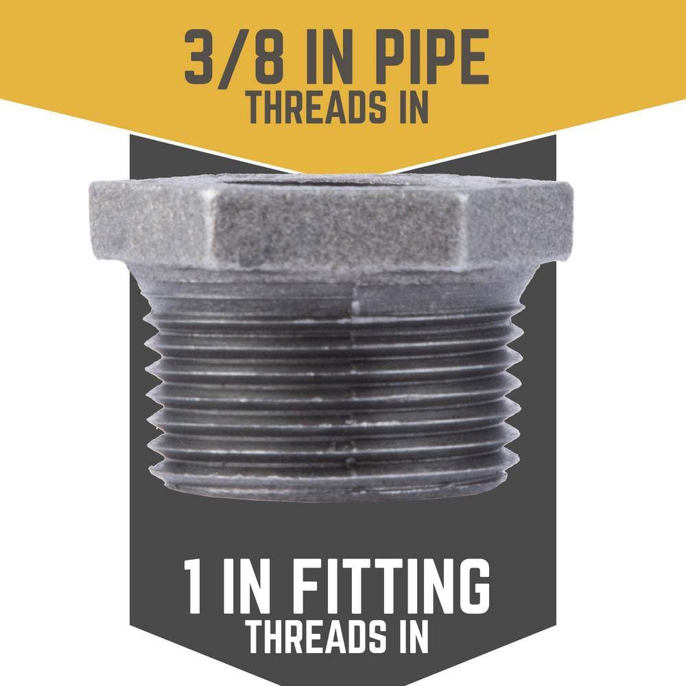 PIPE DECOR 1 in. 3/8 in. Black Iron Bushing (3)