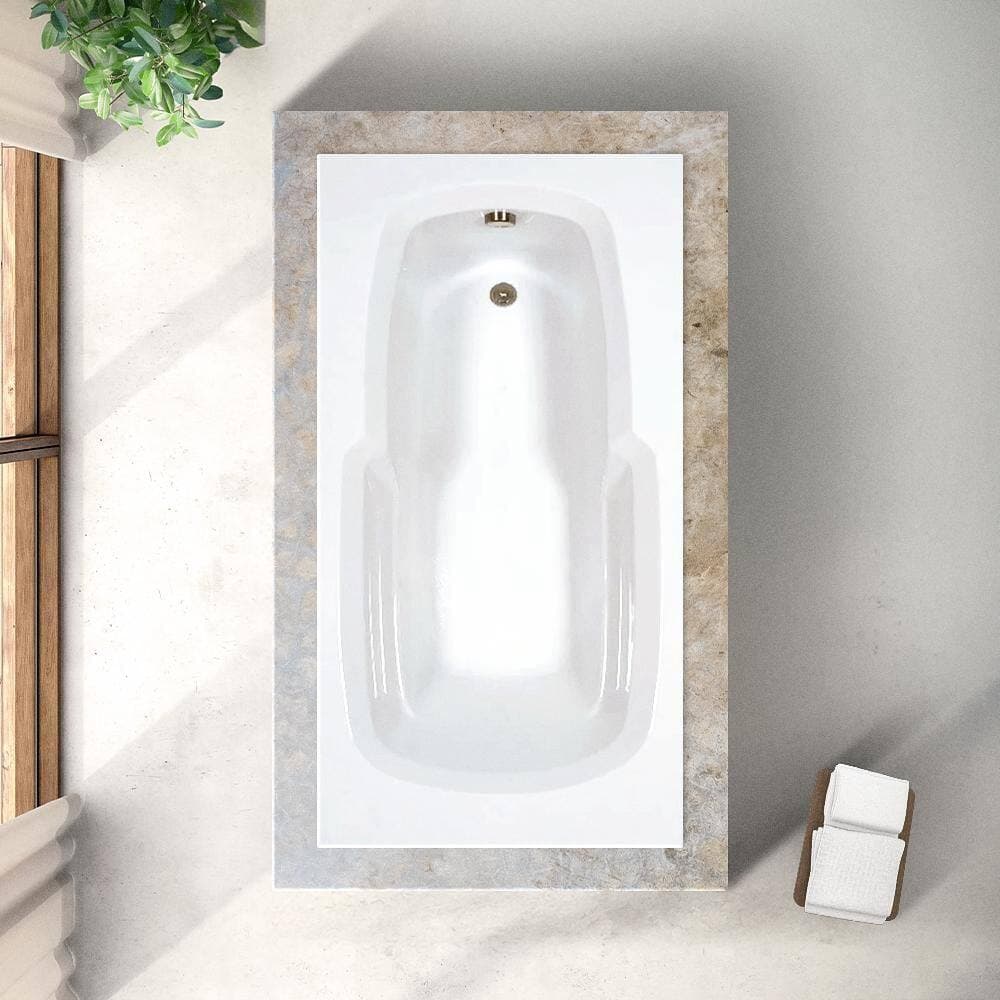 Comfortflo 60 in. x 32 in. Acrylic Rectangular Drop-in Soaking Bathtub with Reversible Drain in Bone (3)