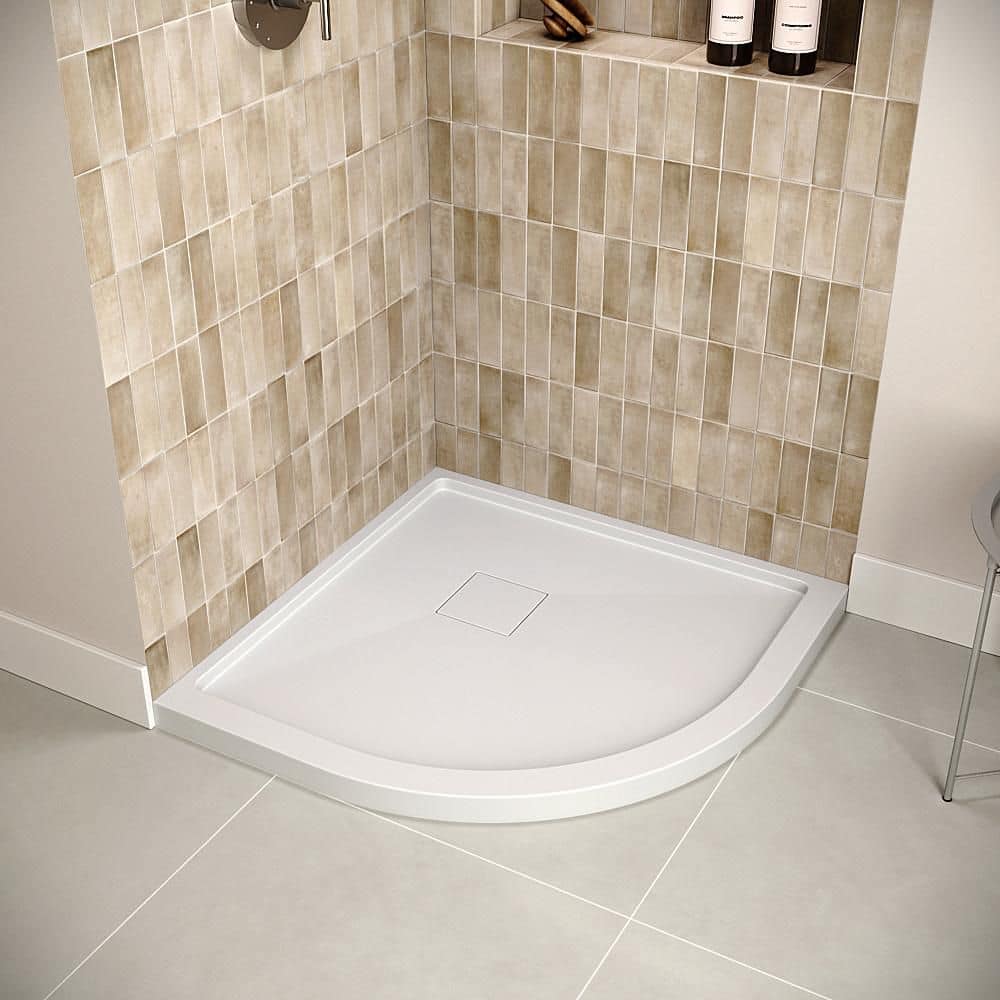 Streamline DT-2215-89 34 in. x 34 in. Round Corner PP Shower Pan Base in Glossy White with Center Drain, Drain Included (3)