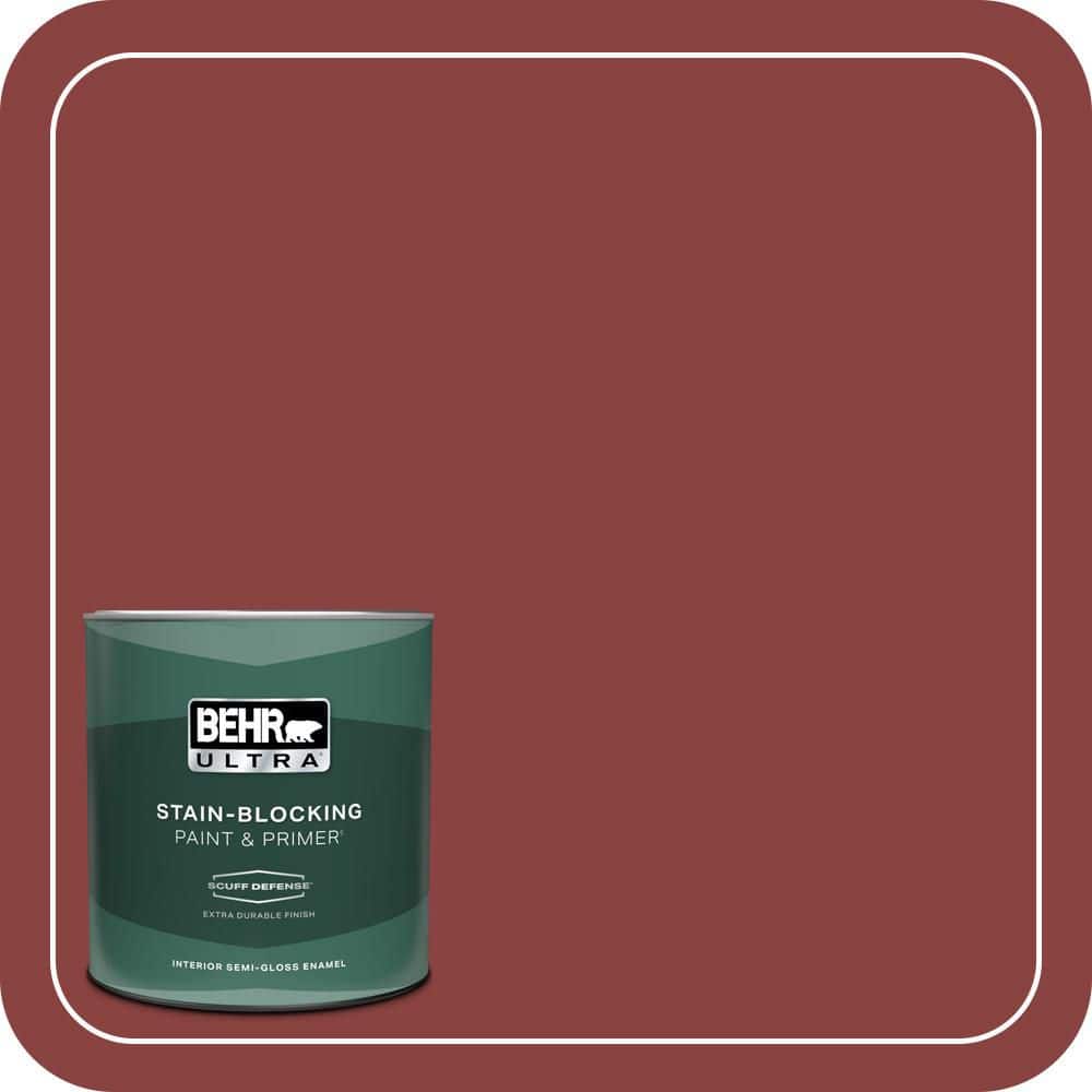 BEHR ULTRA 1 qt. #QE-07 Country Lane Red Extra Durable Semi-Gloss Enamel Interior Paint & Primer