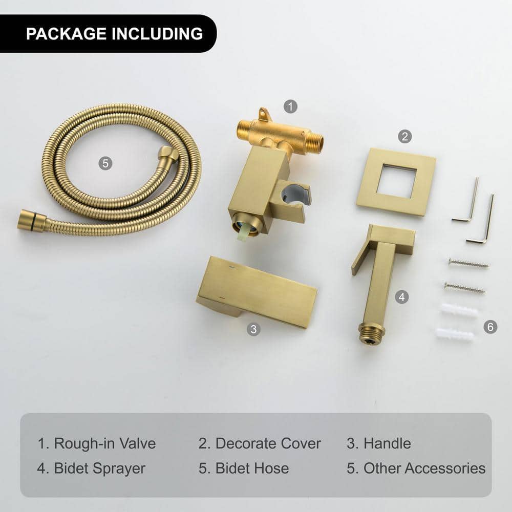 Miscool Amii Single-Handle Bidet Faucet with Bidet Sprayer and Hot and Cold Mode in Brushed Gold (3)