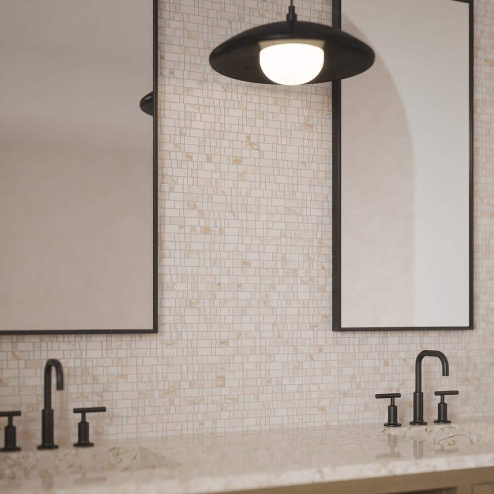 Jeffrey Court Strata Sunrise White 12 in. x 12 in. Rectangle Honed Marble Wall and Floor Mosaic Tile (1 sq. ft./Each) (3)