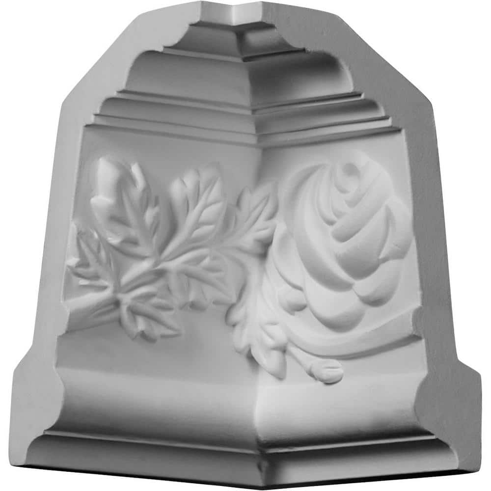 Ekena Millwork 3-3/4 in. x 3-3/4 in. x 5-1/2 in. Urethane Inside Corner Moulding (matches moulding MLD05X02X06RO) (1)