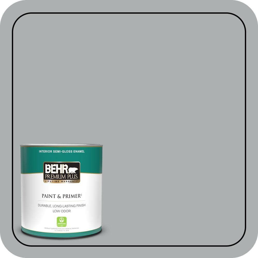 BEHR PREMIUM PLUS 1 qt. #N500-3 Tin Foil Semi-Gloss Enamel Low Odor Interior Paint & Primer