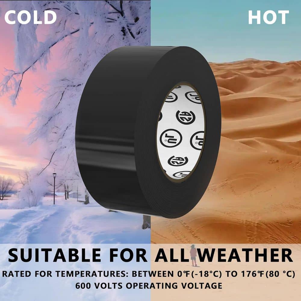 Yichuhaoxi 0.75 in. x 66 ft. Electrical Tape Black 12-Pack Waterproof High Temp UL/CSA Listed Flame Retardant UV Protection (2)