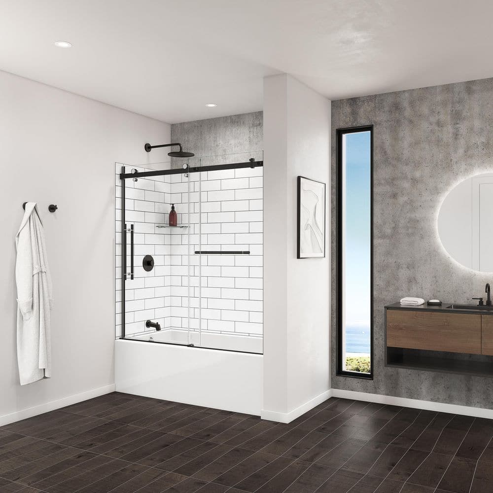 MAAX Utile 60 in. W x 32 in. D x 60 in. H 3-Piece Direct-to-Stud Composite Alcove Shower Surrounds in Metro Tux