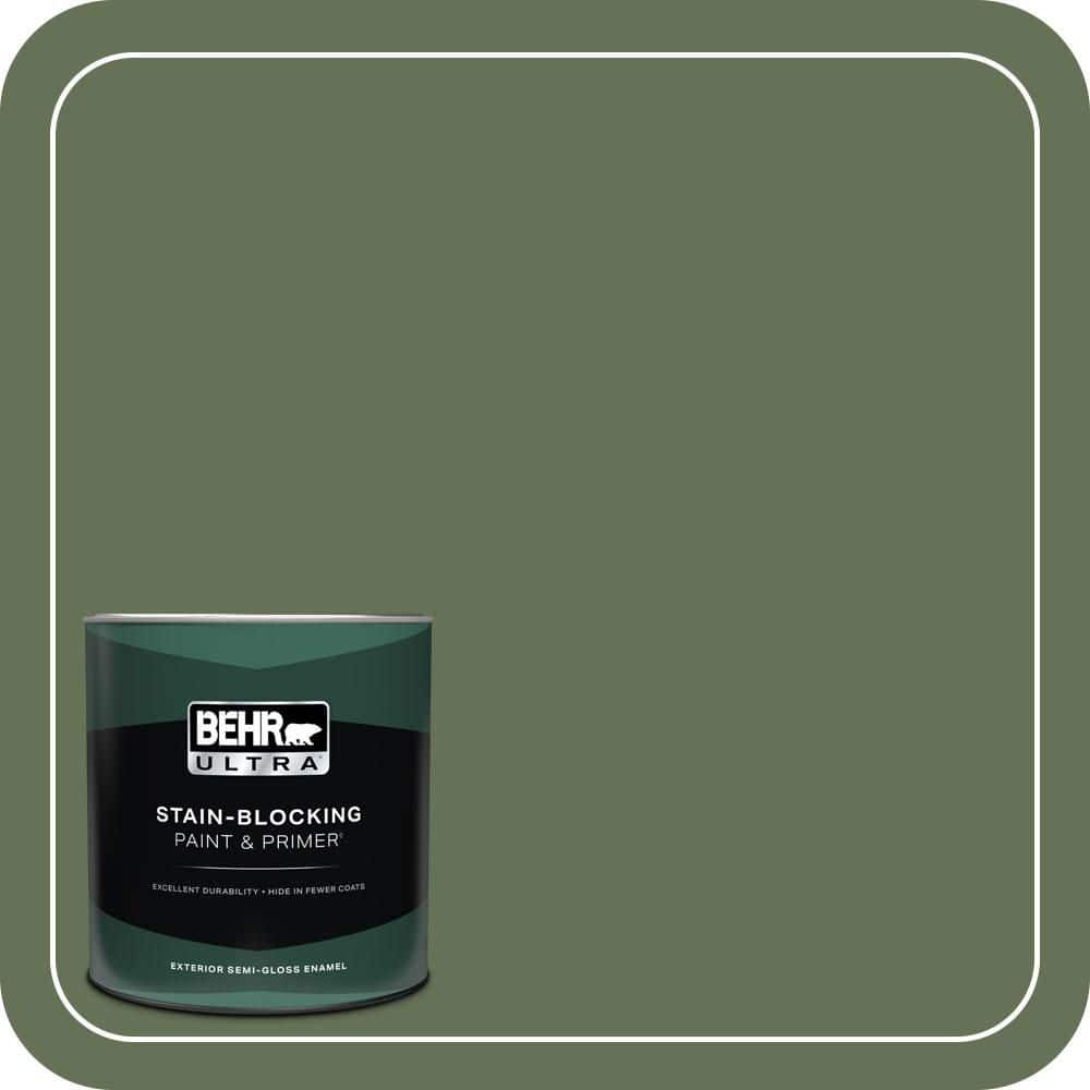 BEHR ULTRA 1 qt. #PMD-46 French Tarragon Semi-Gloss Enamel Exterior Paint & Primer