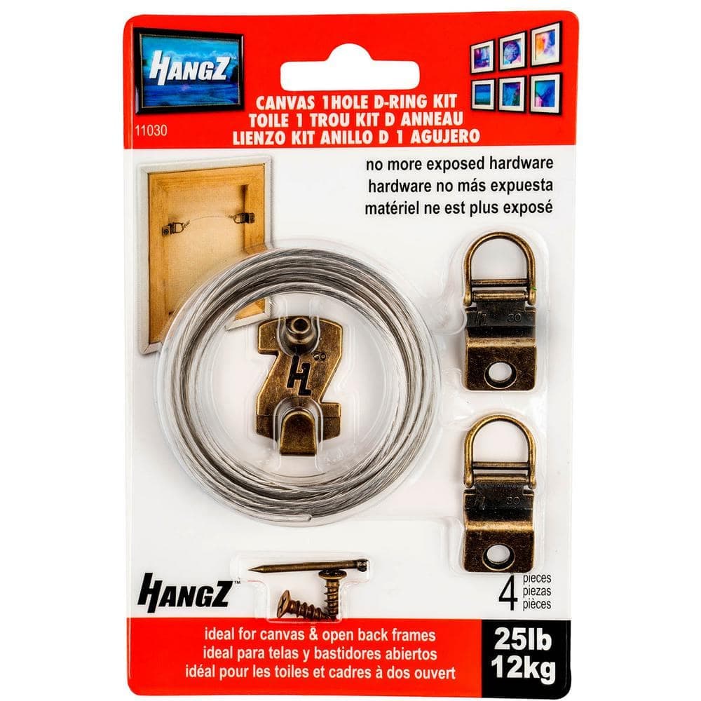 HangZ 25 lb. 1 Hole D Ring Canvas Flat Mount Wire Kit (1)
