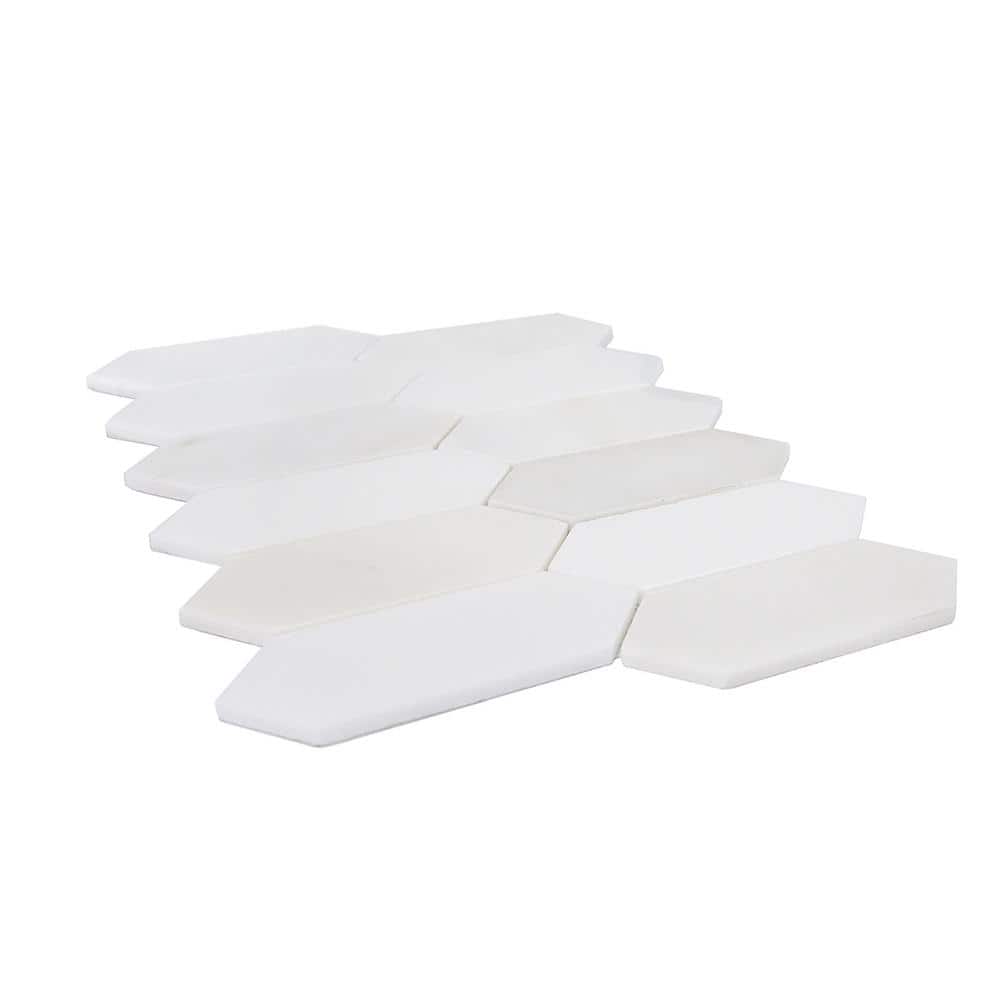 Jeffrey Court Suburbs White 10 in. x 12.375 in. Picket Polished Marble Wall and Floor Mosaic Tile (0.859 sq. ft./Each) (4)