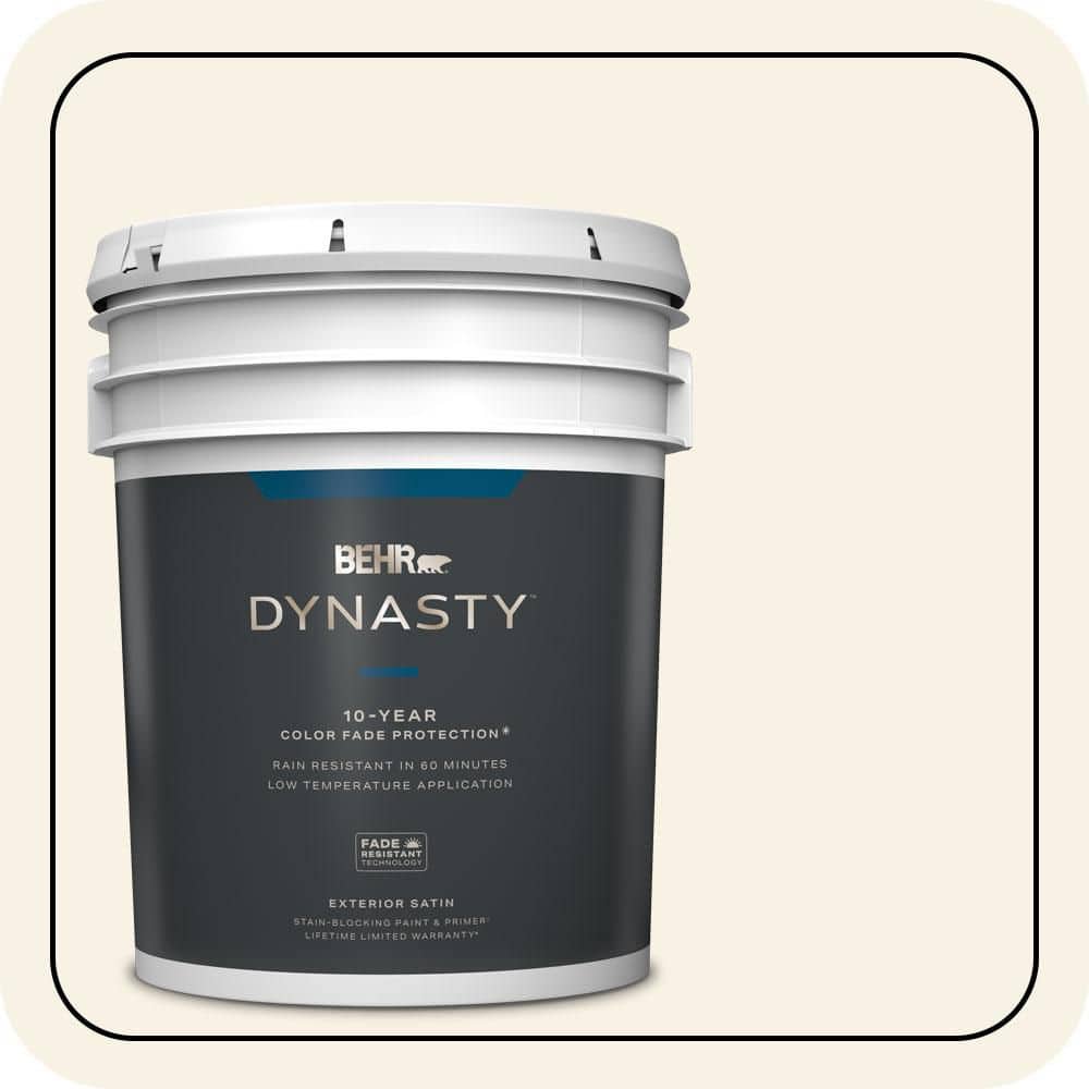 BEHR DYNASTY 5 gal. #YL-W09 Spun Cotton Satin Enamel Exterior Stain-Blocking Paint & Primer