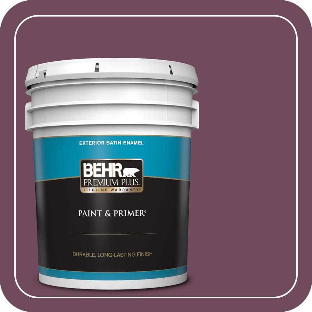 BEHR PREMIUM PLUS 5 gal. #MQ1-39 Prussian Plum Satin Enamel Exterior Paint & Primer