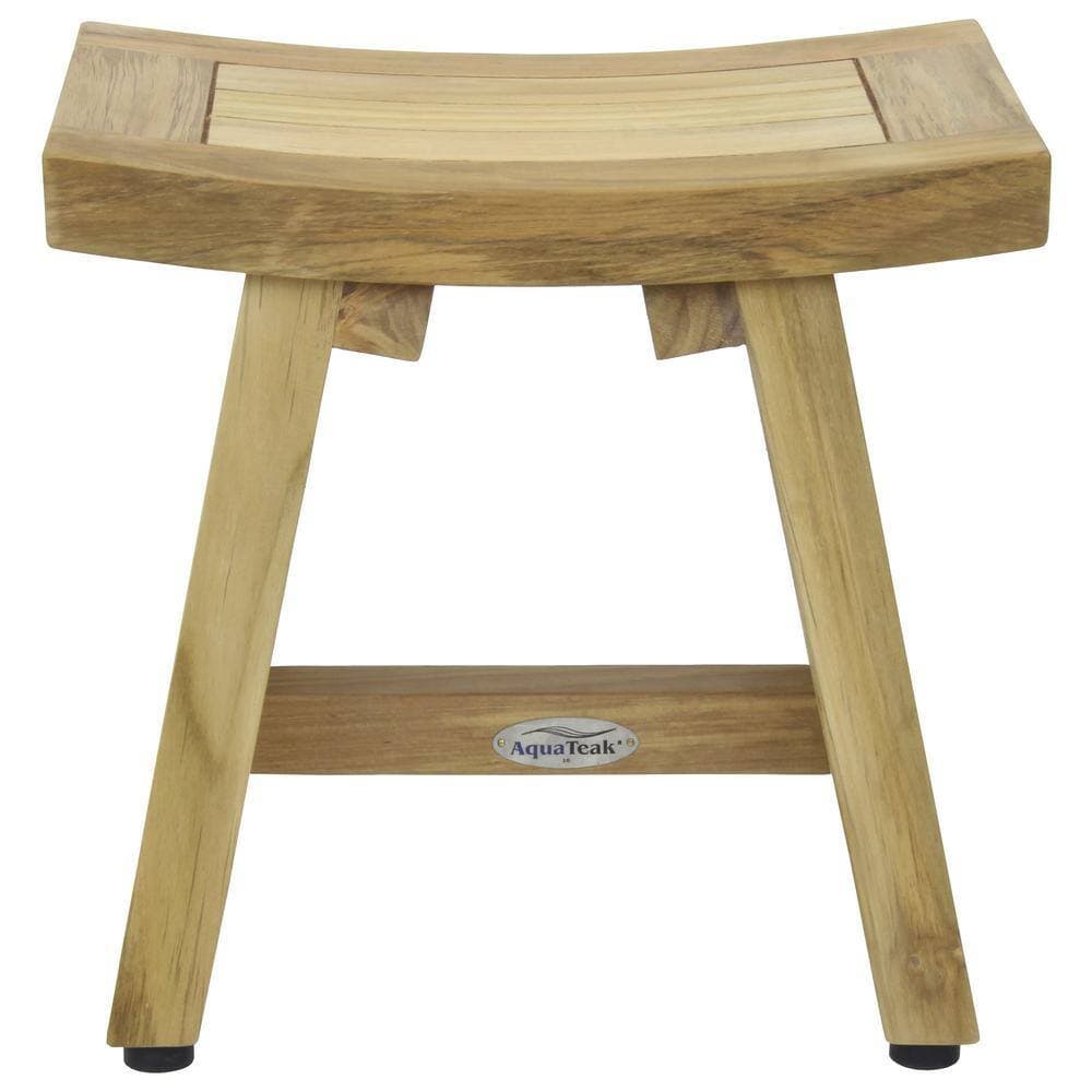 AquaTeak 13 in x 8.5 in Asia Raw Freestanding Teak Shaving and Washing Foot Rest Natural Finish Walk In Shower Seat (3)