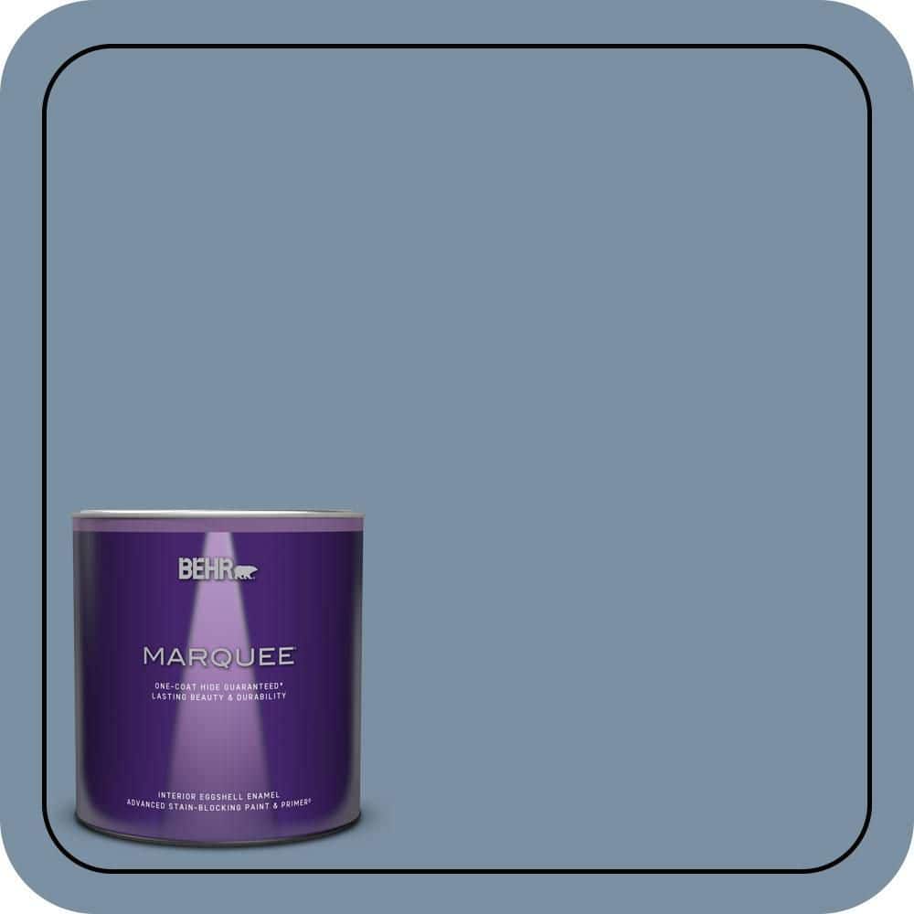 BEHR MARQUEE 1 qt. #S510-4 Jean Jacket Blue One-Coat Hide Eggshell Enamel Interior Paint & Primer (1)