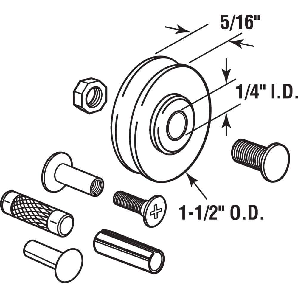 Prime-Line 1-1/2 in., Patio Door Roller Replacement Kit (3)